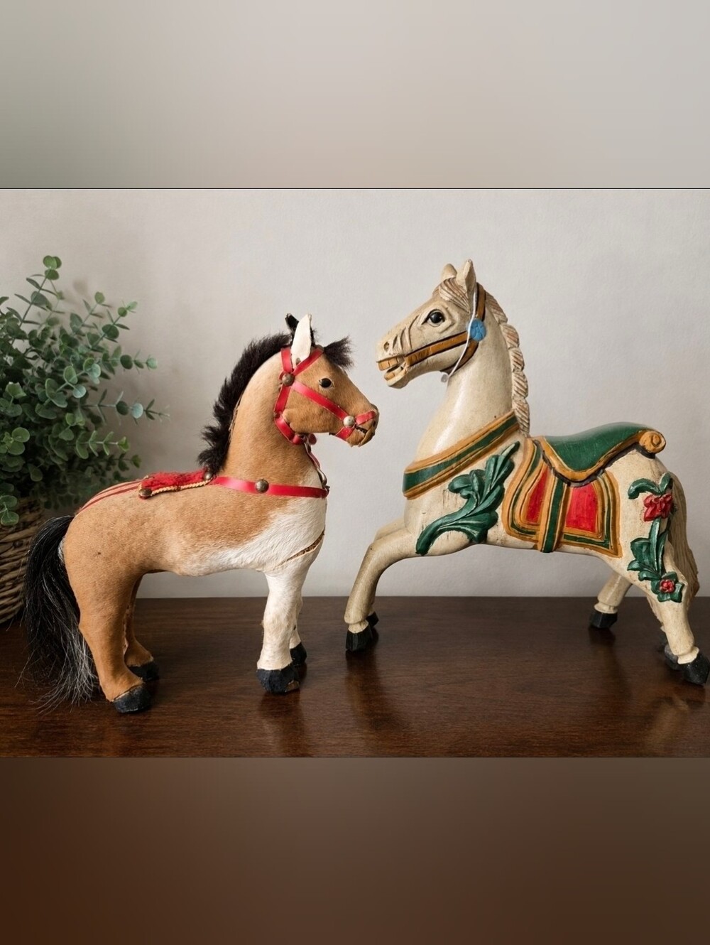 Vintage  Horse Figurines – Hand-Carved Wooden - From Columbia
